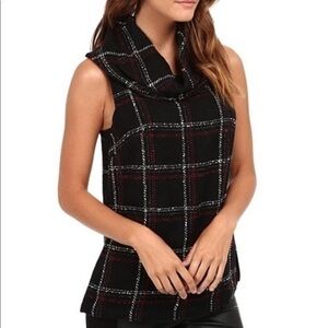 BCBGeneration Cowl Neck Plaid Sleeveless Top